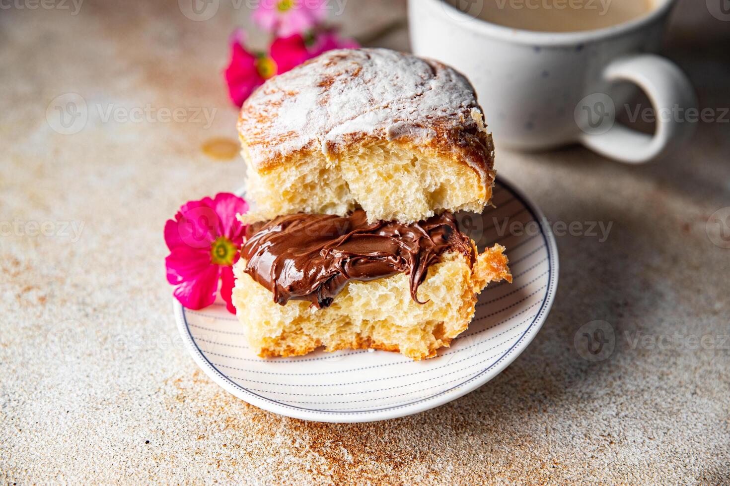 sweet bun chocolate spread fresh cooking appetizer meal food snack on the table copy space food background rustic top view photo