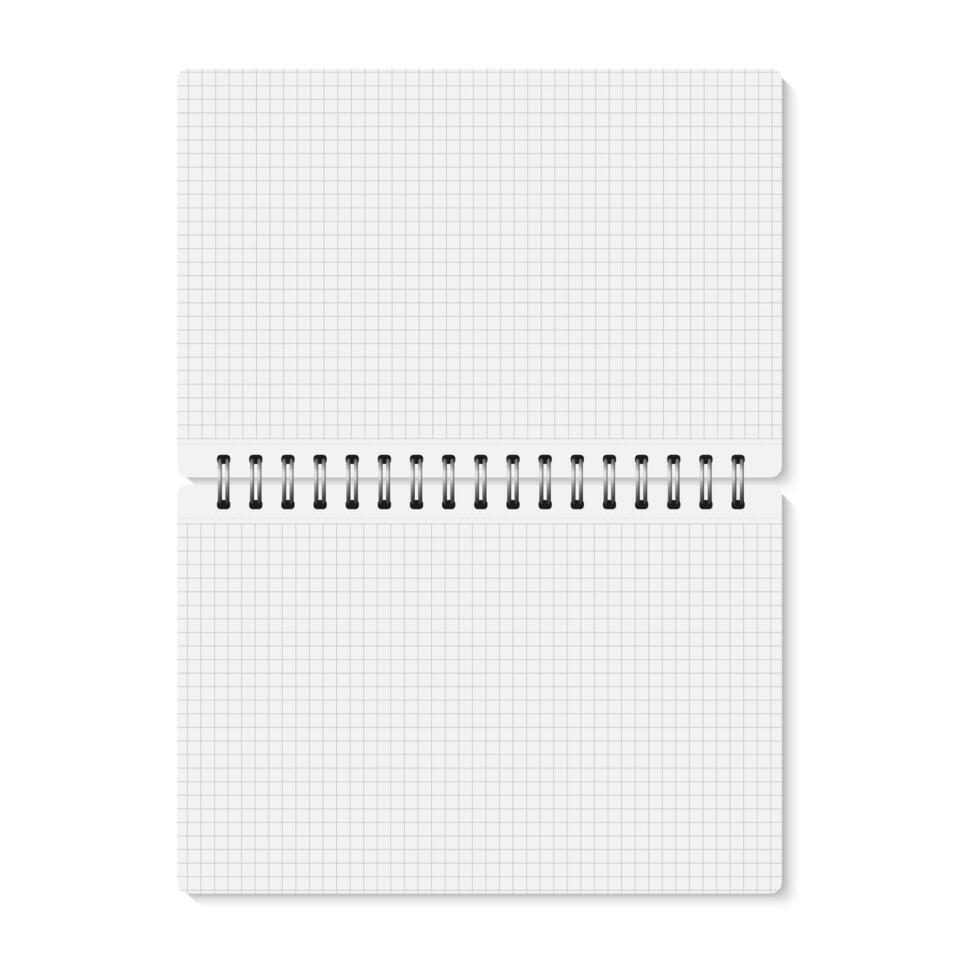 white realistic opened spiral bound notebook. vector