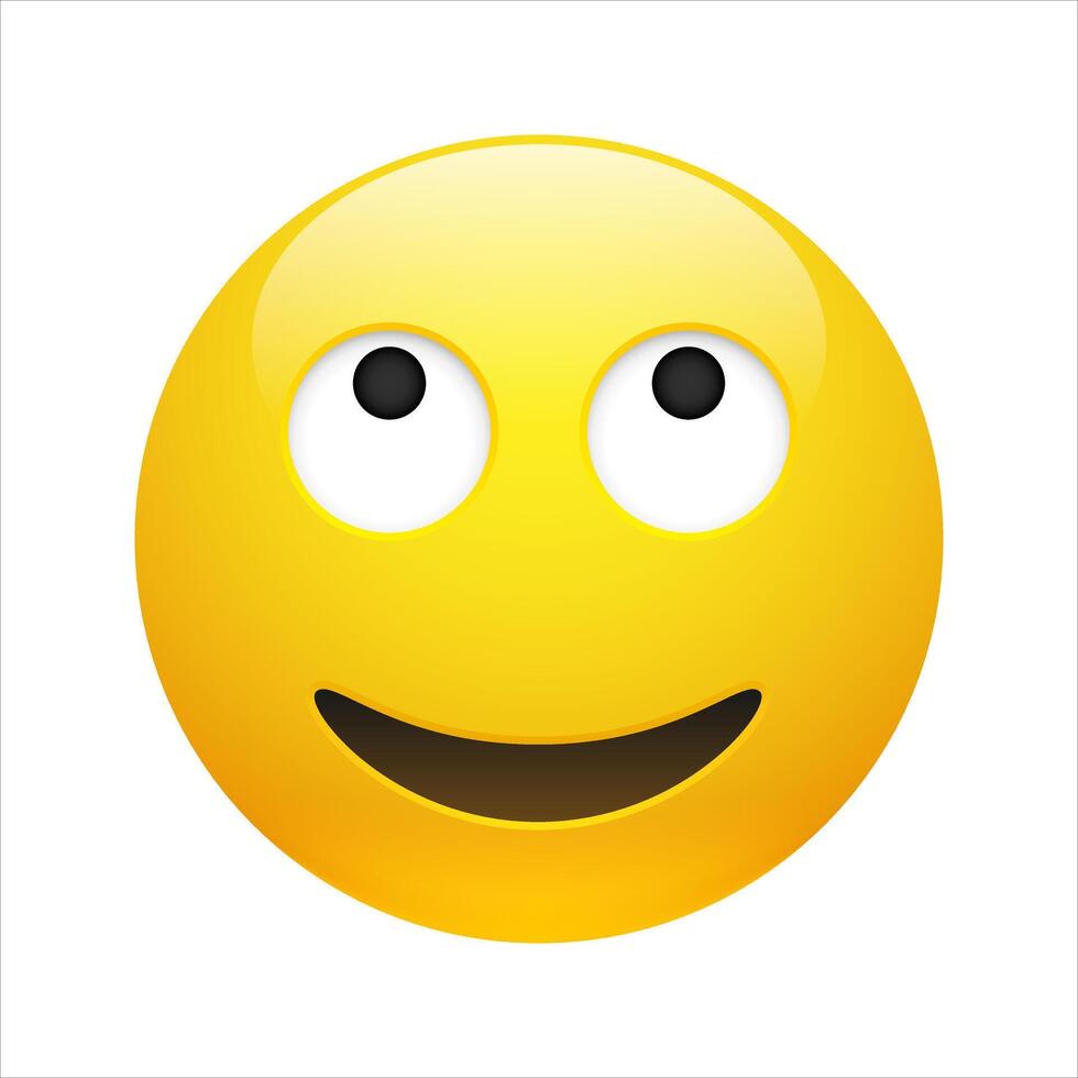 yellow dreaming emoticon with opened eyes vector