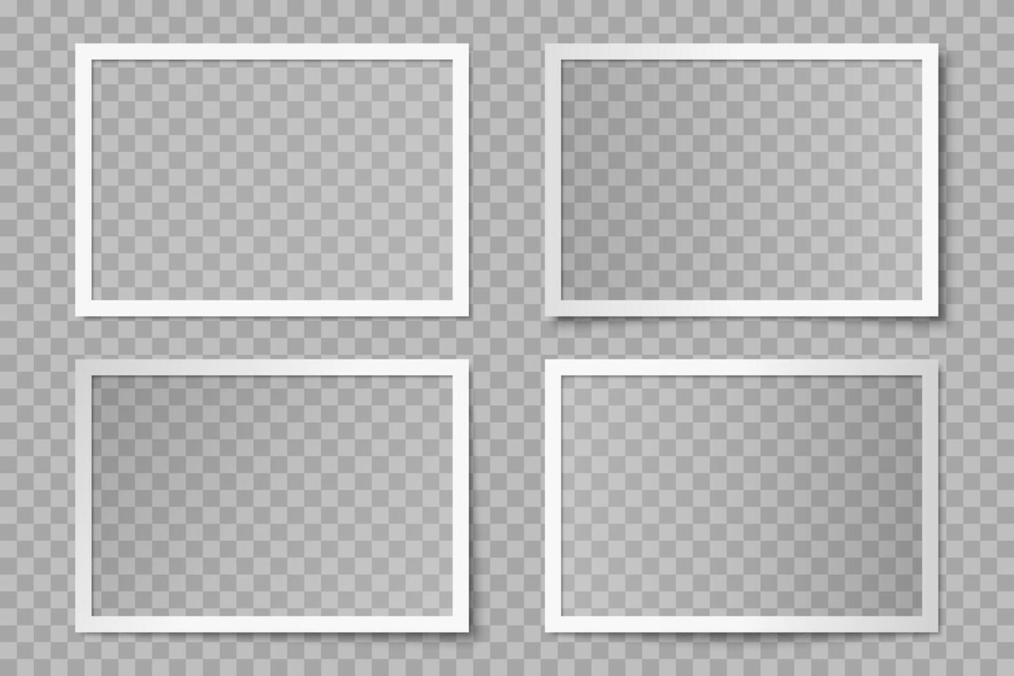 set of white rectangle photo card frames vector