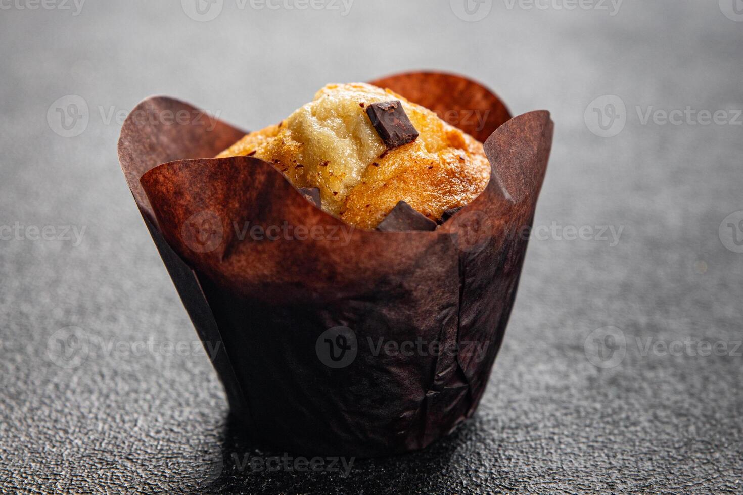 chocolate cupcake sweet dessert cake appetizer meal food snack on the table copy space food background rustic top view photo