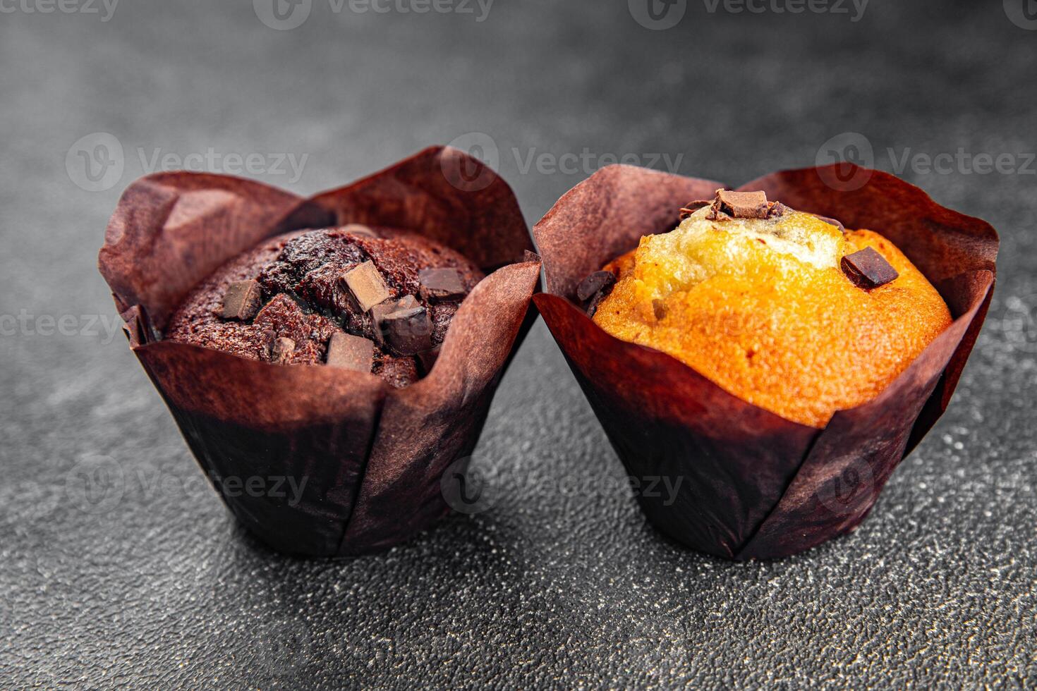chocolate cupcake sweet dessert cake appetizer meal food snack on the table copy space food background rustic top view photo