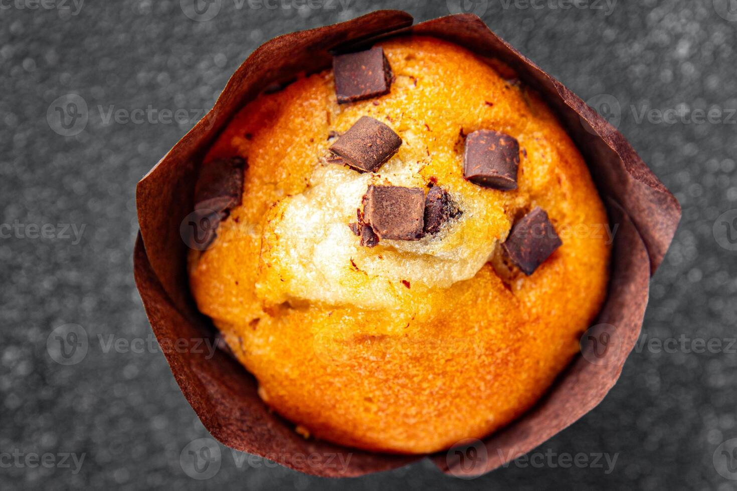 muffin chocolate sweet dessert cake appetizer meal food snack on the table copy space food background rustic top view photo