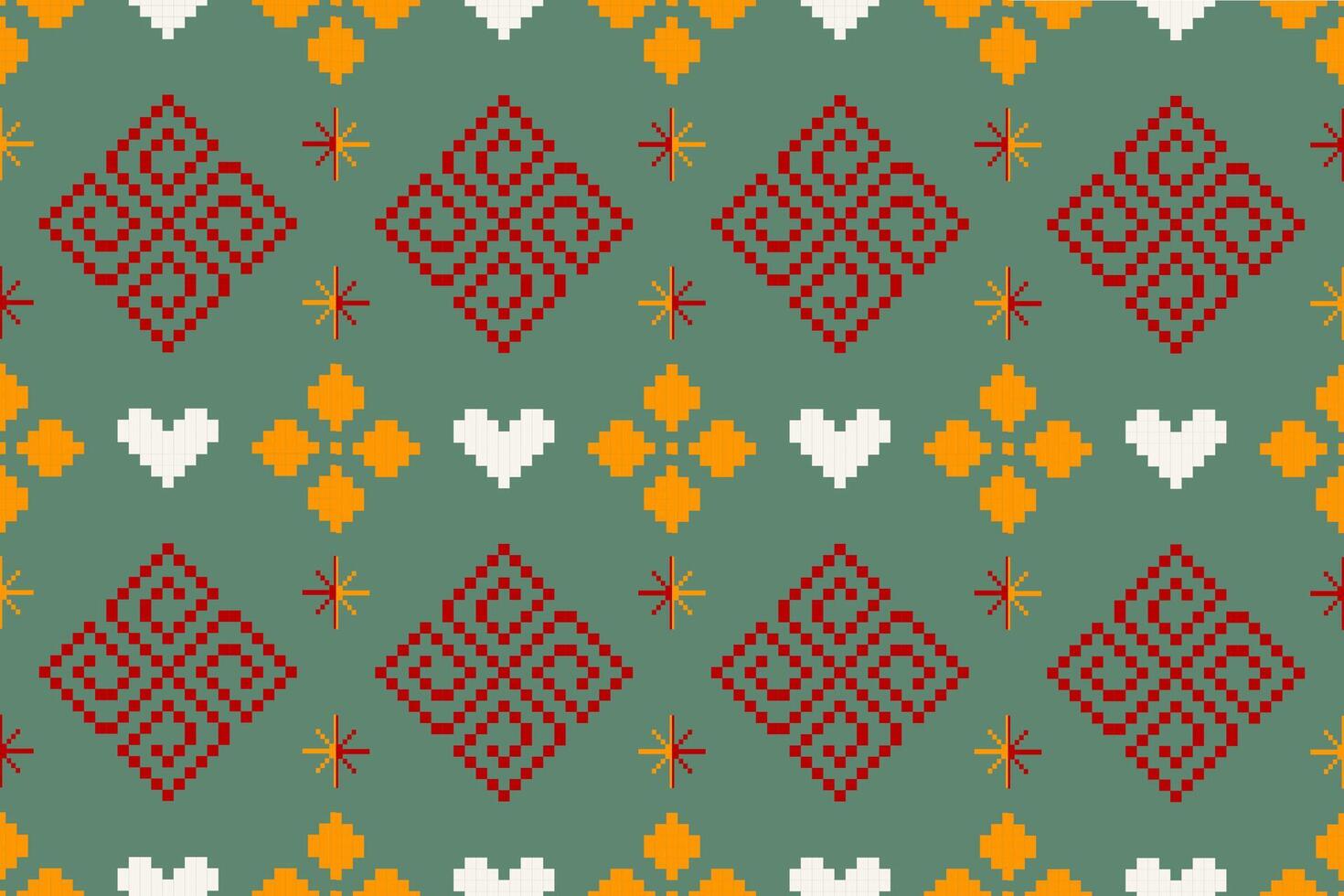 Pixel ethnic pattern oriental traditional. design fabric pattern textile African Indonesian Indian seamless Aztec style abstract illustration vector