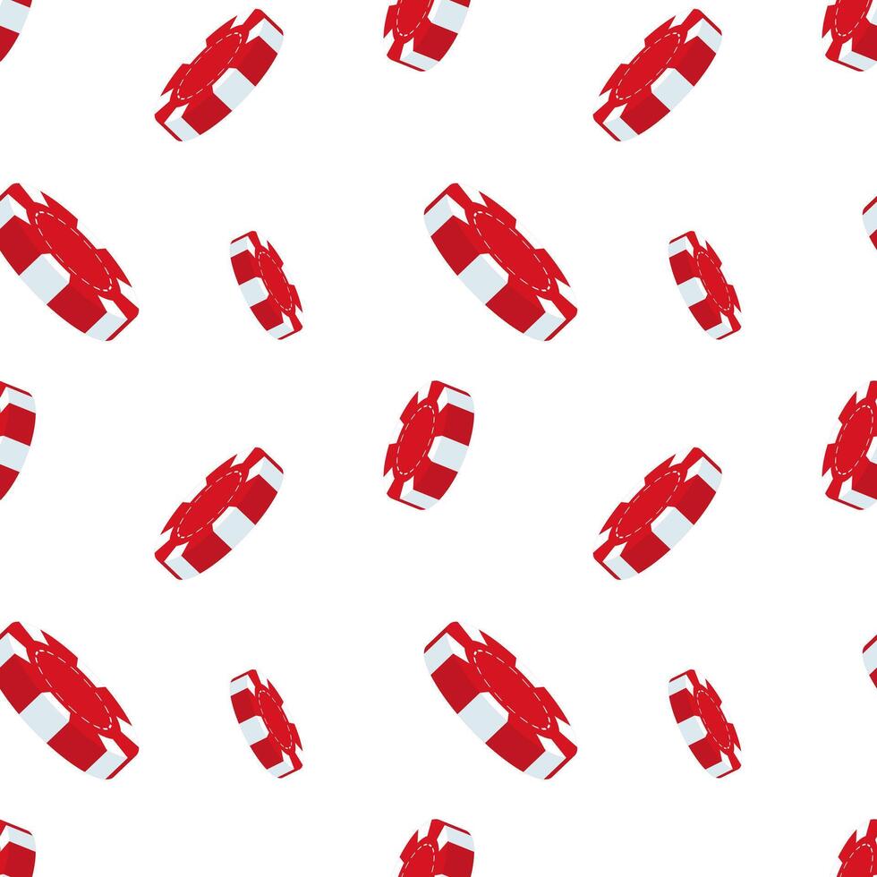 Casino background, playing chips on a white background. Seamless pattern vector