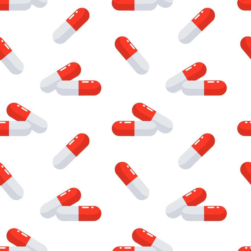 Medicinal capsules on a white background, pills. Background, print vector