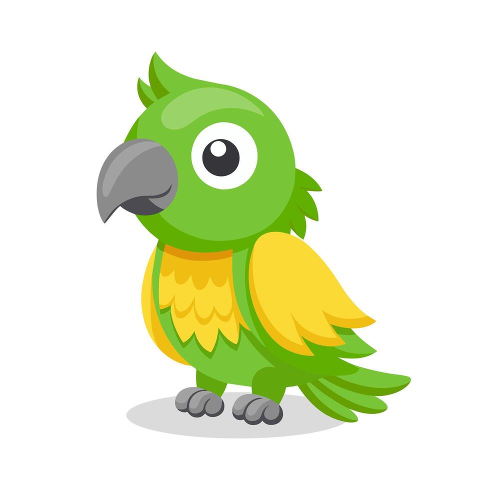 Cute baby parrot isolated on white background. Cute cartoon macaw bird. Illustration, print for children vector
