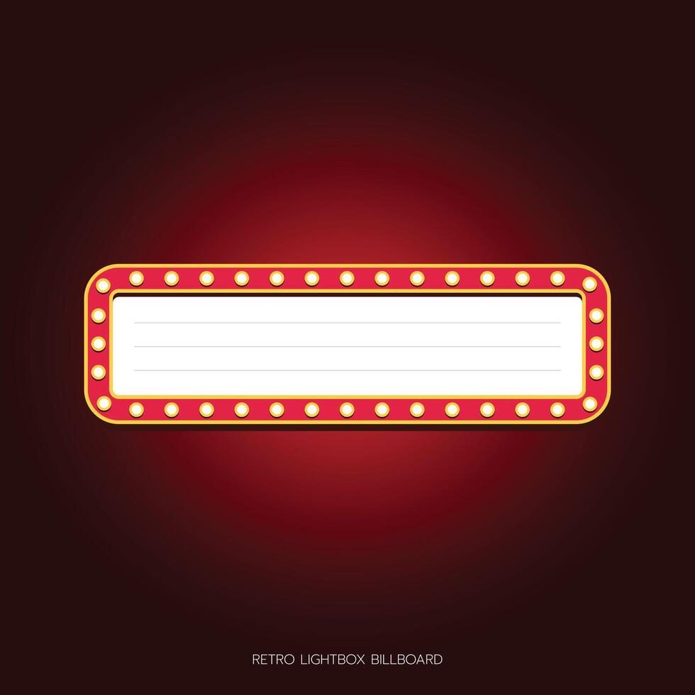 Retro lightbox billboard template, Rectangle banner advertising, promotion and sale signs. Movie theater light frames. vector