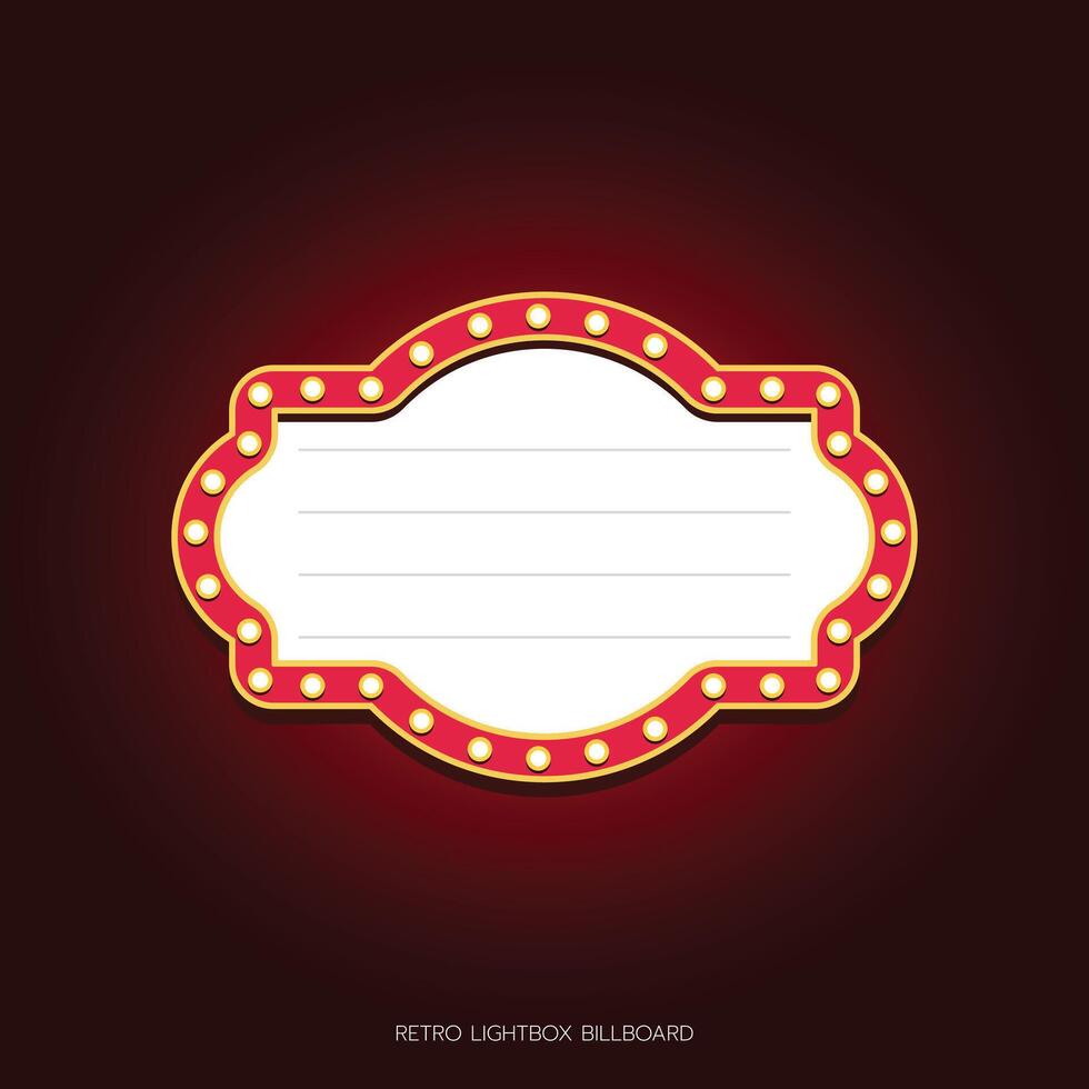 Retro lightbox billboard template, banner advertising, promotion and sale signs. Movie theater light frames. vector