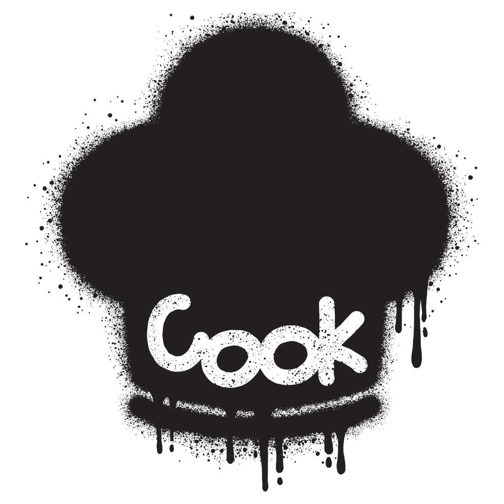 Chef's hat graffiti with black spray paint. vector
