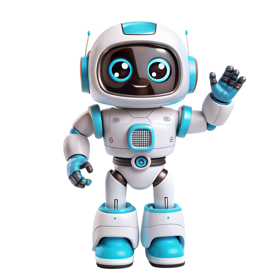 Futuristic robot cute with hand say hello on isolated background png