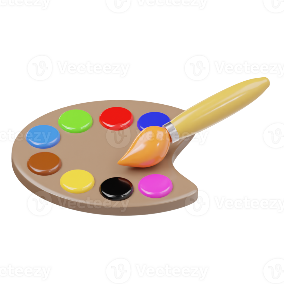 Colour palette icon 3d render illustration png