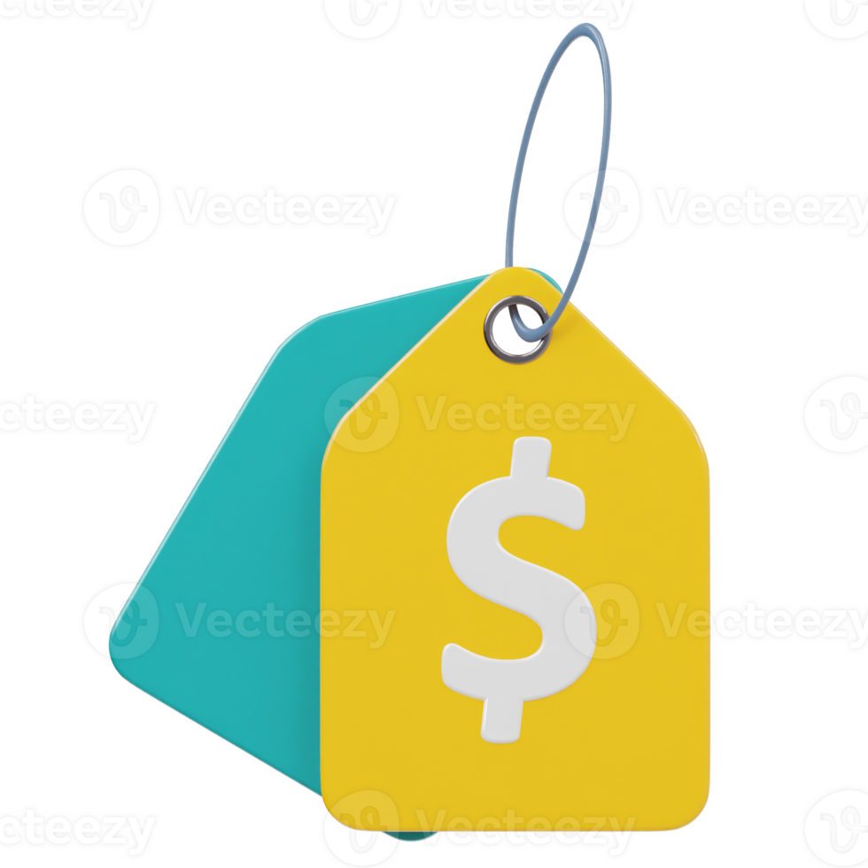Price tag icon 3d render illustration png