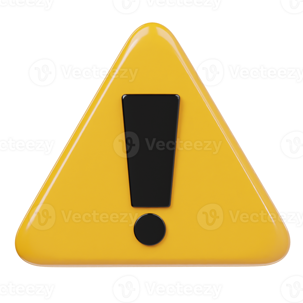Warning icon 3d render illustration png