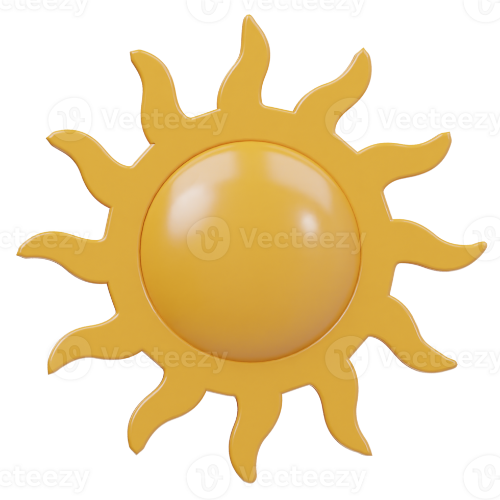 Sun icon 3d render illustration png