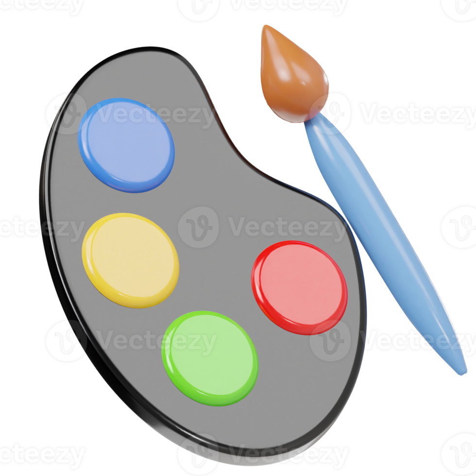 Colour palette icon 3d render illustration png