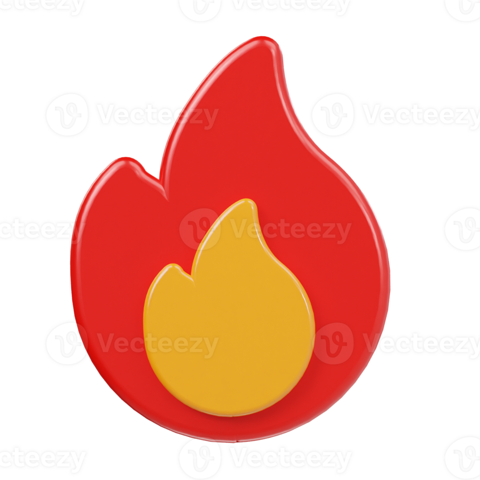 Fire icon 3d render illustraton png