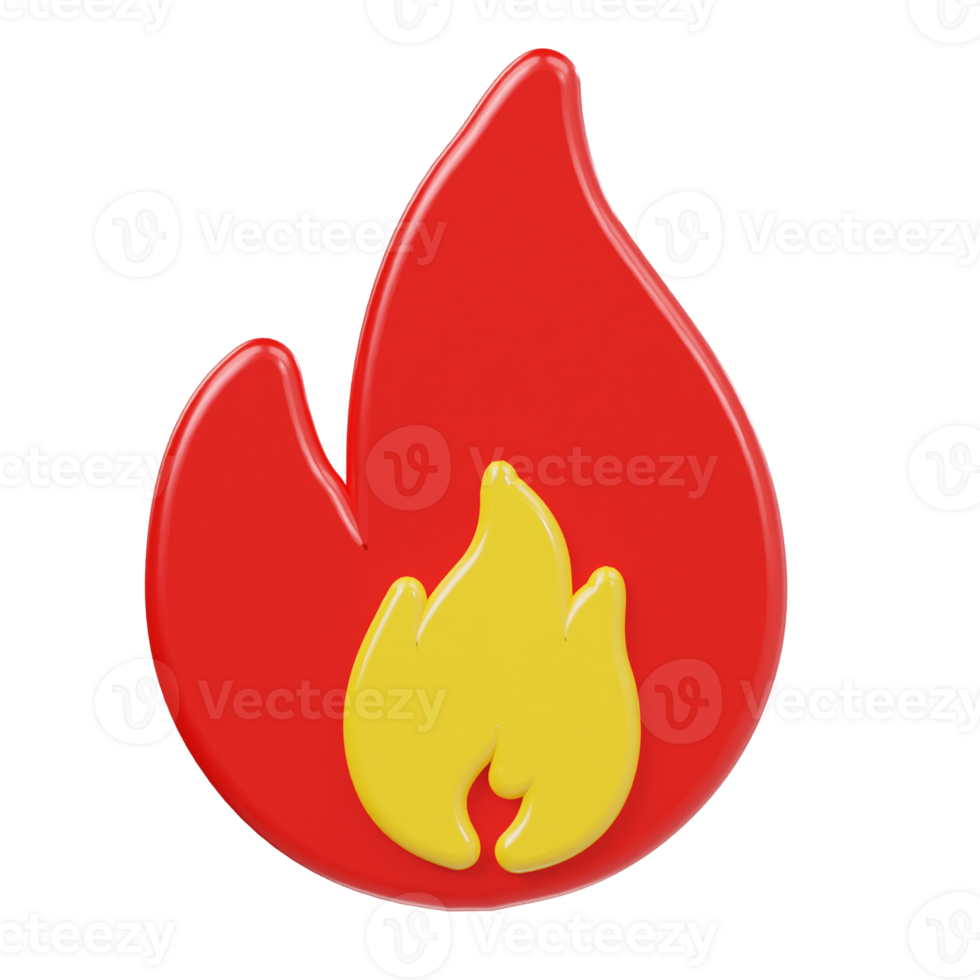 Fire icon 3d render illustraton png