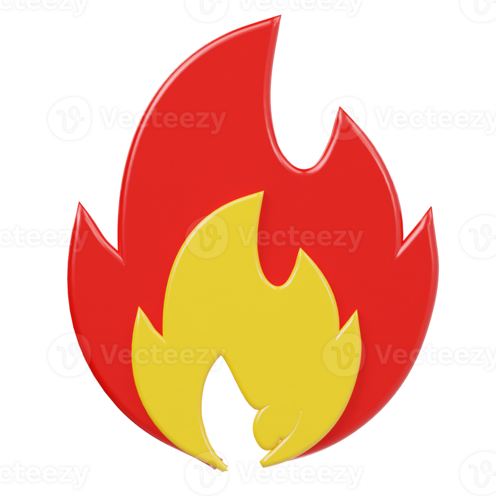 Fire icon 3d render illustraton png