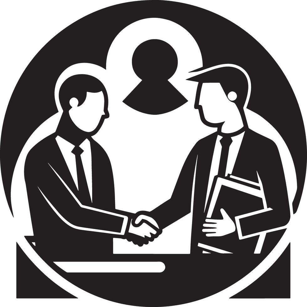 business people shaking hands illustration black and white vector
