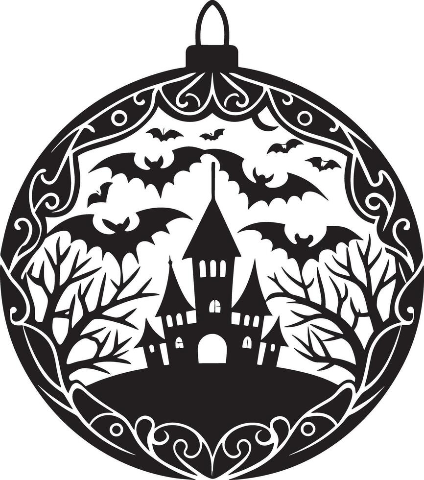 halloween ornament illustration black and white vector