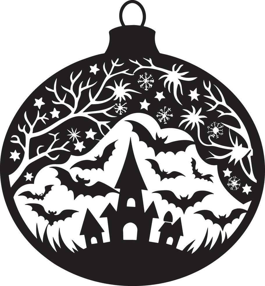 halloween ornament illustration black and white vector