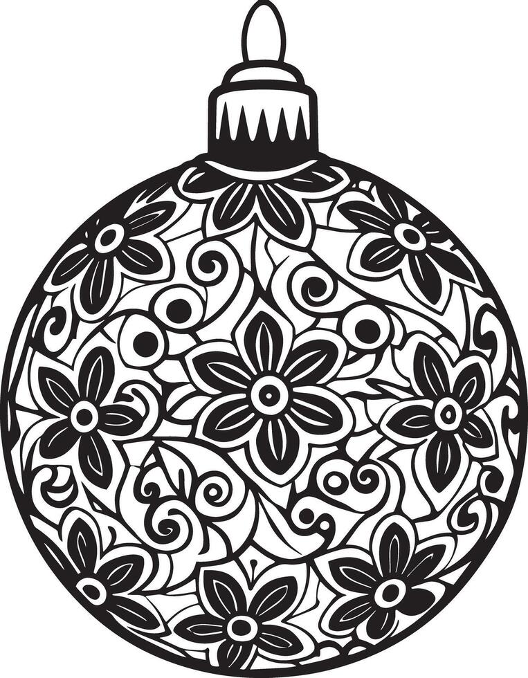 christmas ornament illustration black and white vector