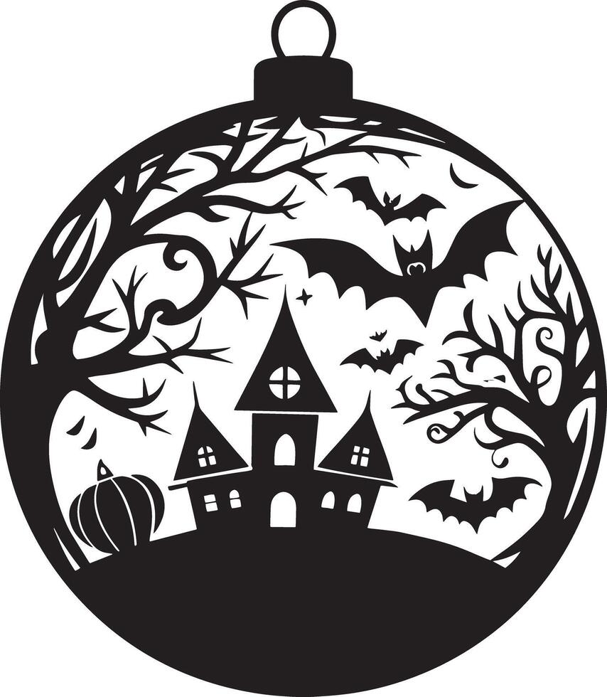 halloween ornament illustration black and white vector