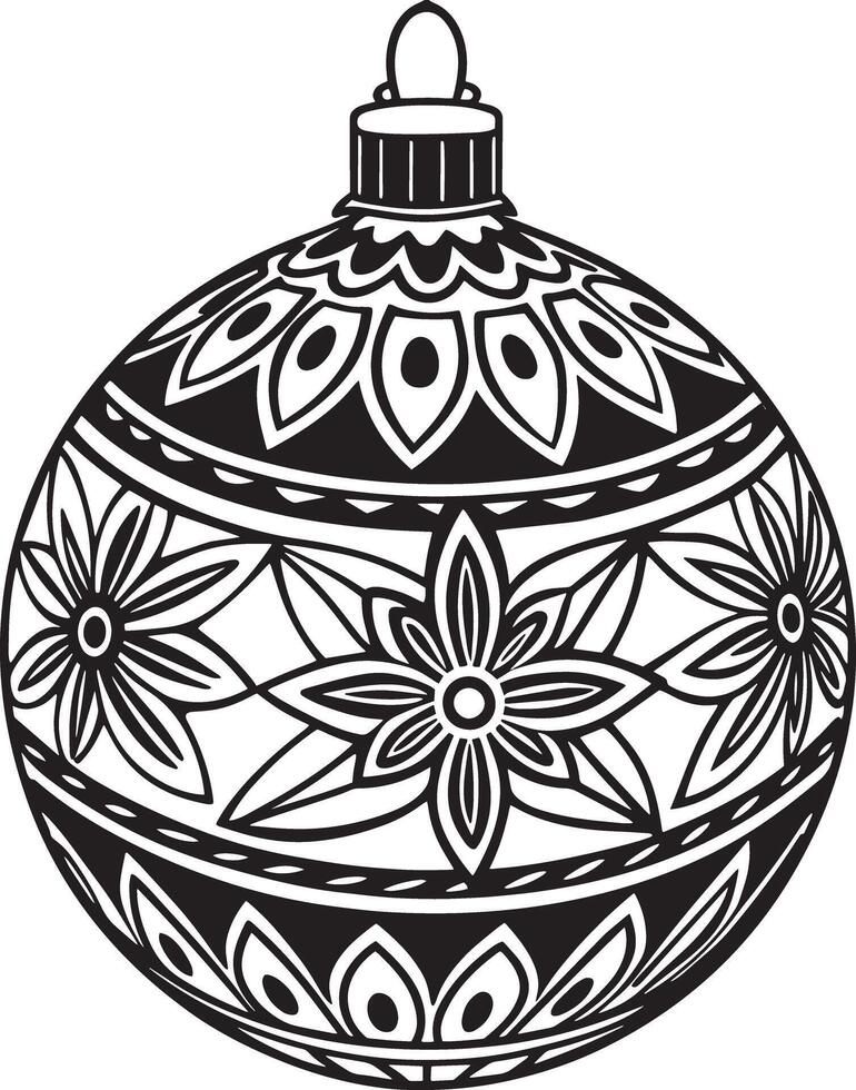 christmas ornament illustration black and white vector