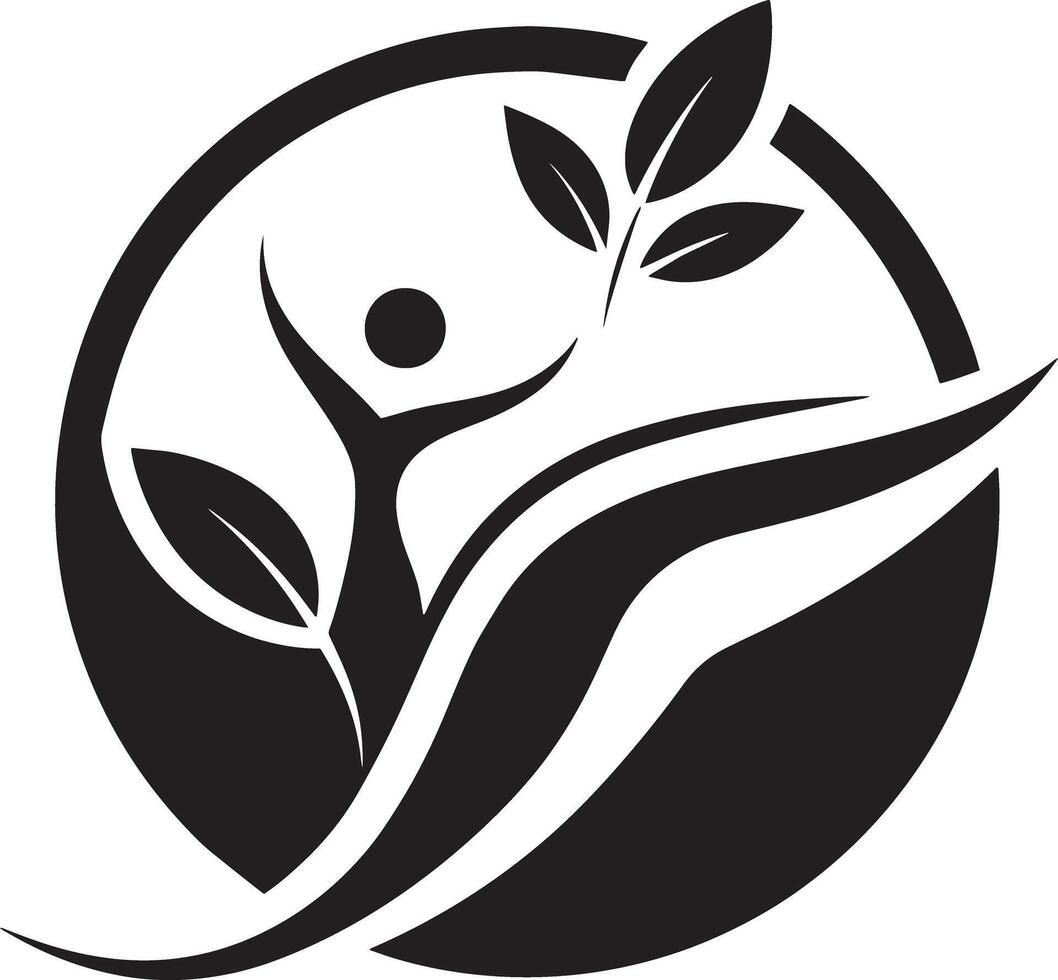 Ecology and healing logo illustration black and white vector