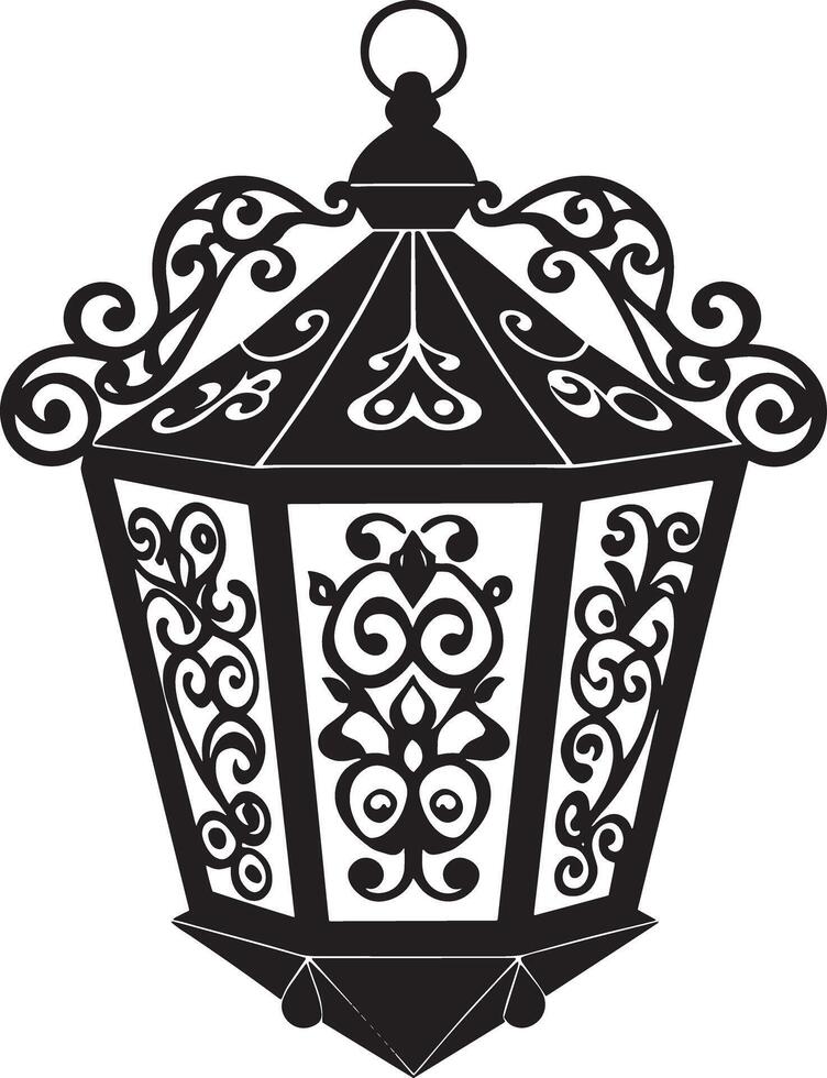 lantern illustration black and white vector