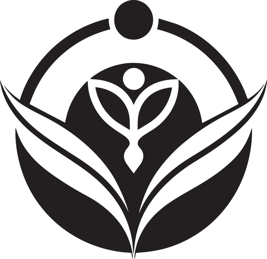 Ecology and healing logo illustration black and white vector
