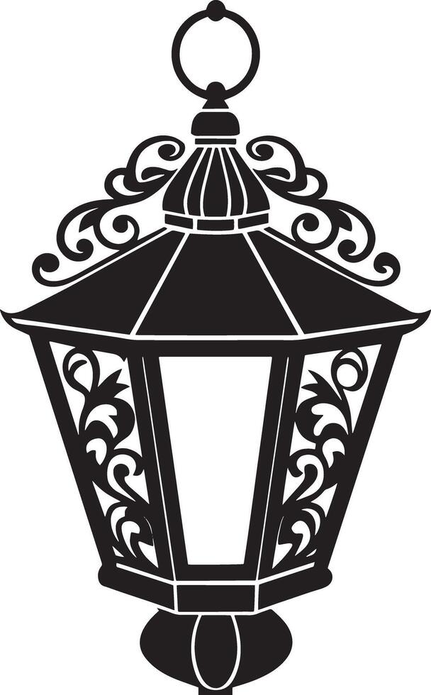 lantern illustration black and white vector