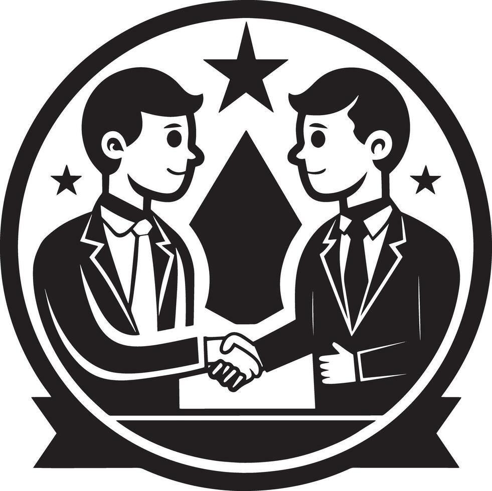 business people shaking hands illustration black and white vector