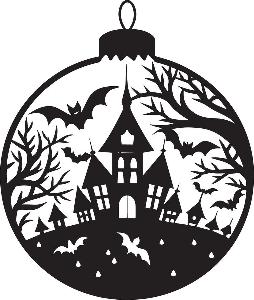 halloween ornament illustration black and white vector