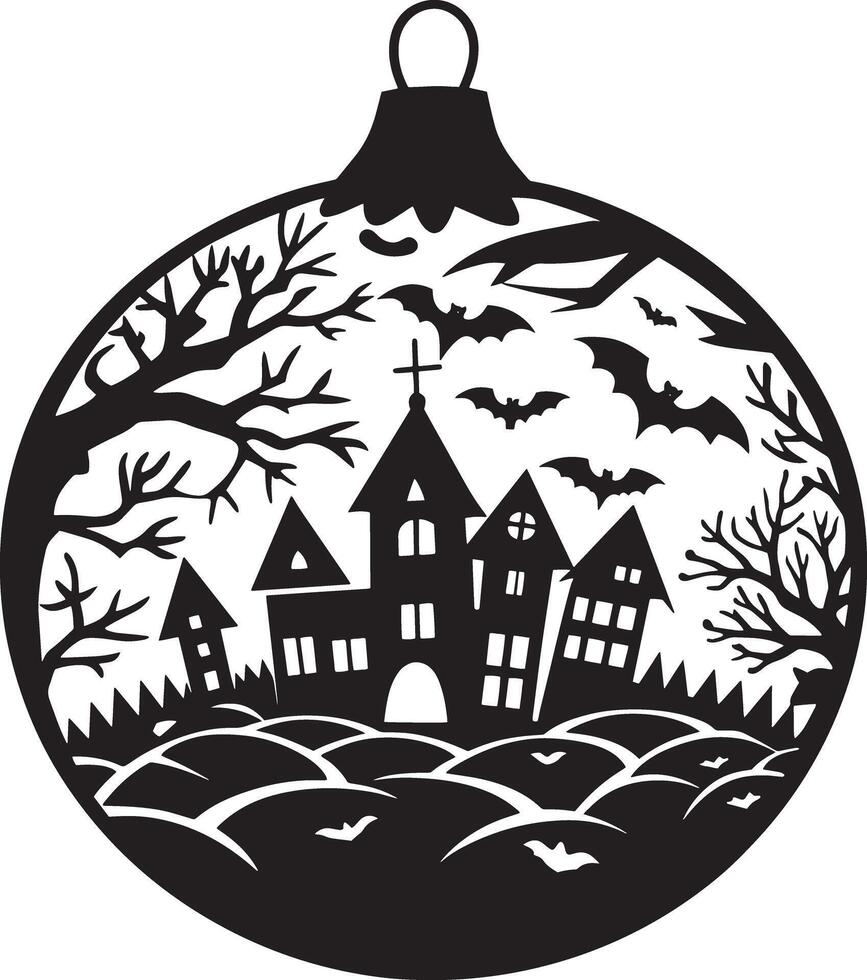 halloween ornament illustration black and white vector