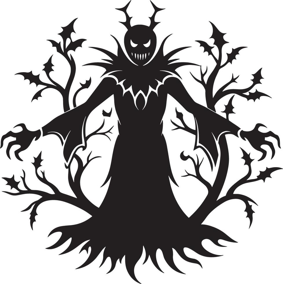 halloween ornament illustration black and white vector