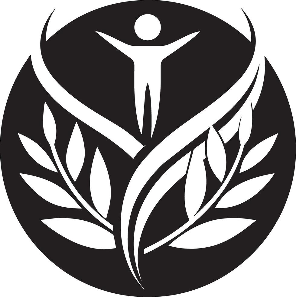 Ecology and healing logo illustration black and white vector