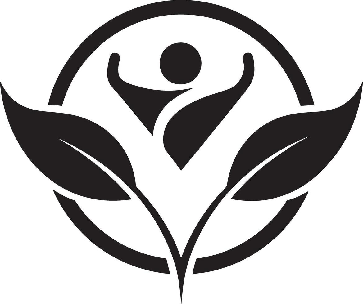 Ecology and healing logo illustration black and white vector