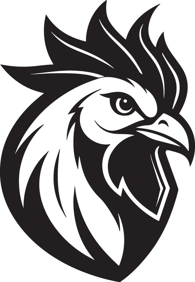 head of a rooster logo illustration black and white vector