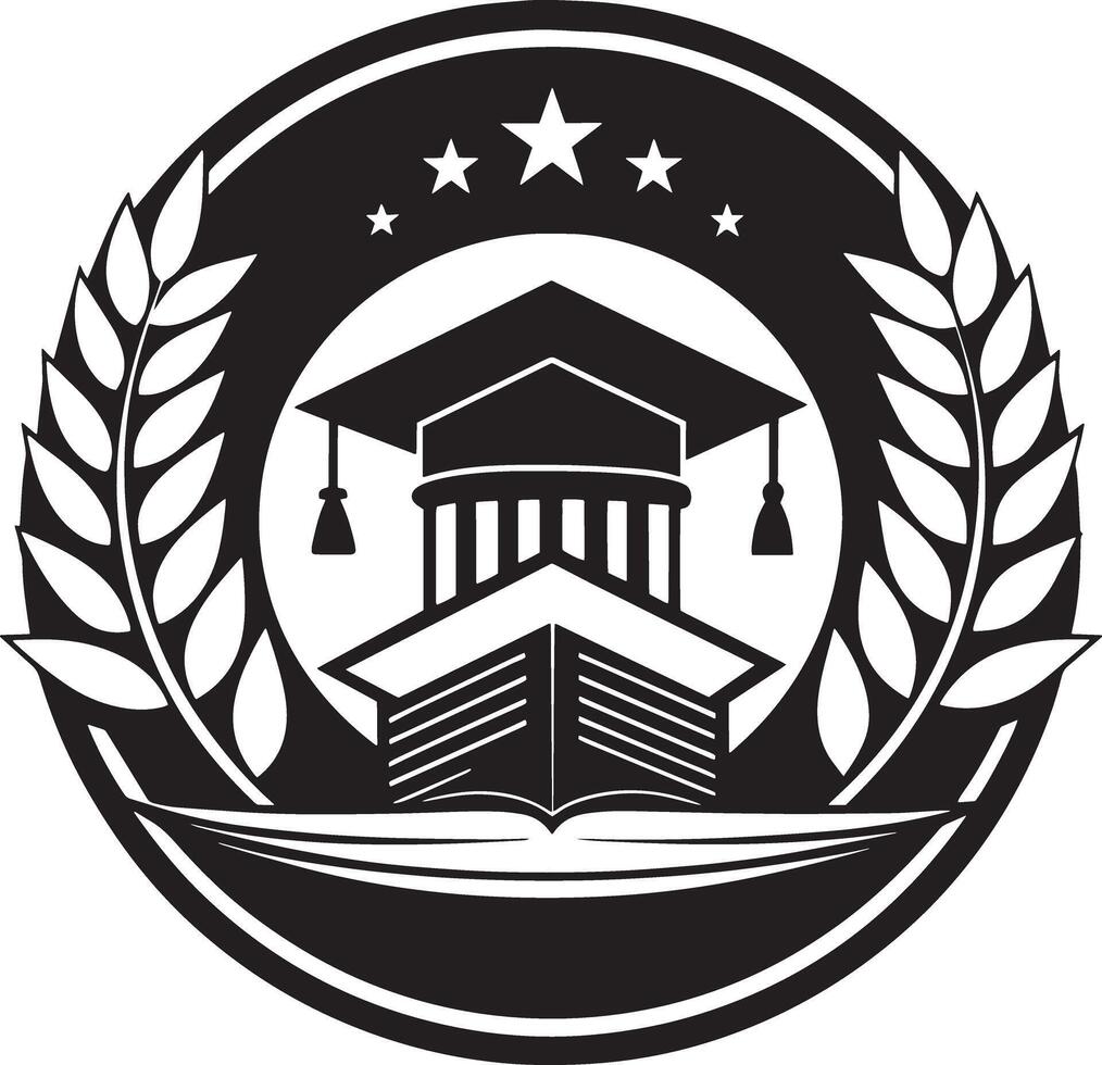 education logo illustration black and white vector