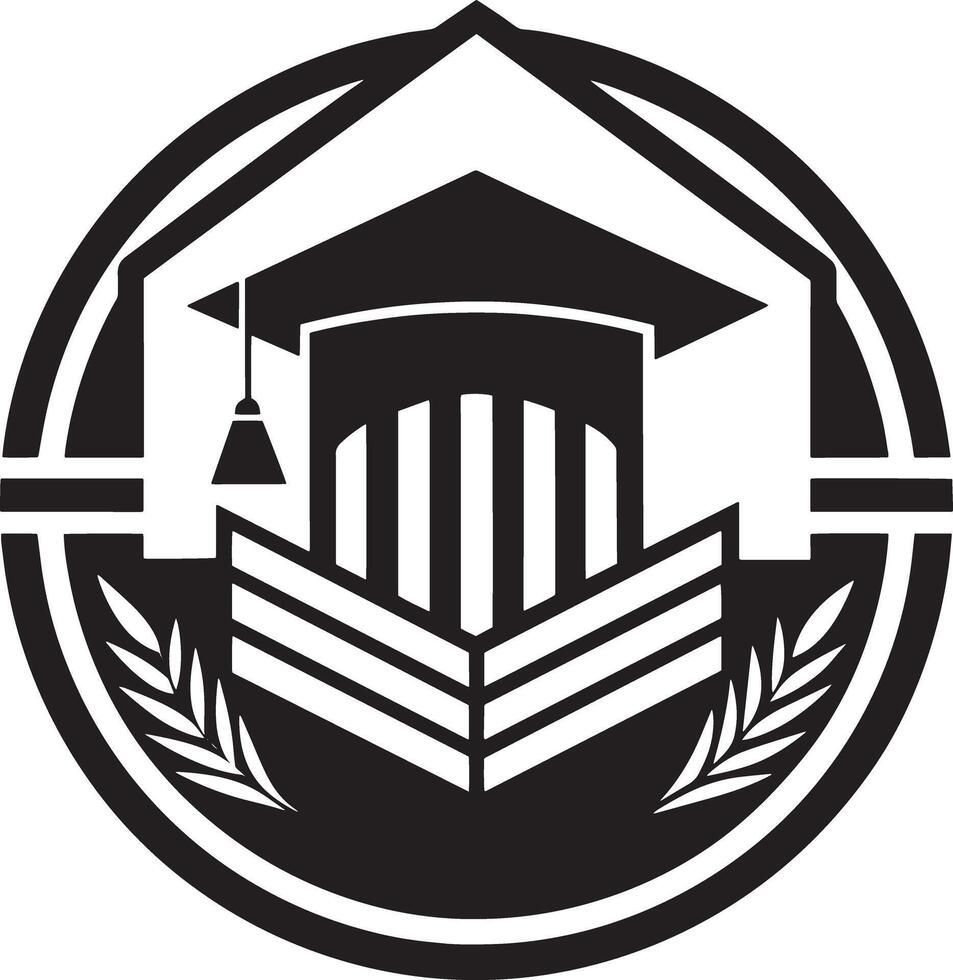 education logo black and white illustration vector