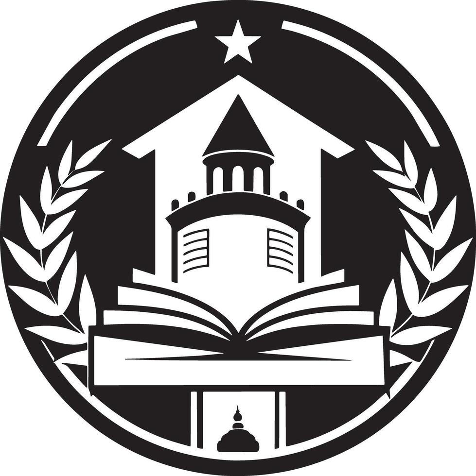 education logo illustration black and white vector