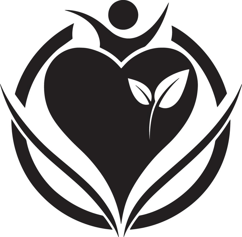 Ecology and healing logo illustration black and white vector