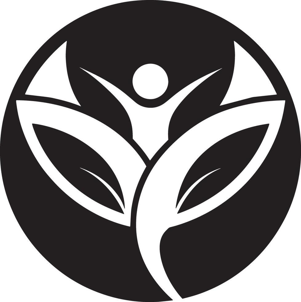 Ecology and healing logo illustration black and white vector