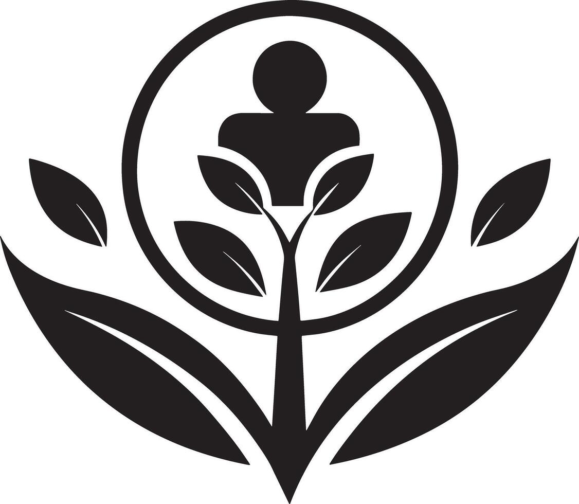 Ecology and healing logo illustration black and white vector