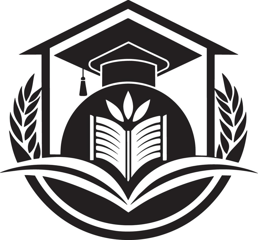 Minimal Education logo illustration black and white vector