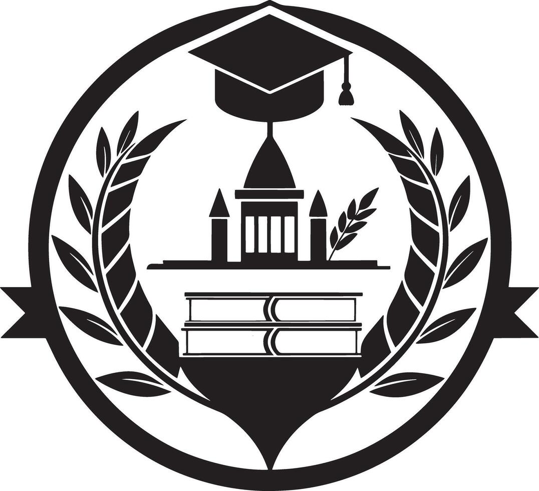 education logo illustration black and white vector