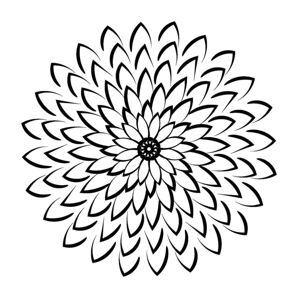 Linear Flower. Simple line art. Doodle ornament outline hand drawn illustration vector