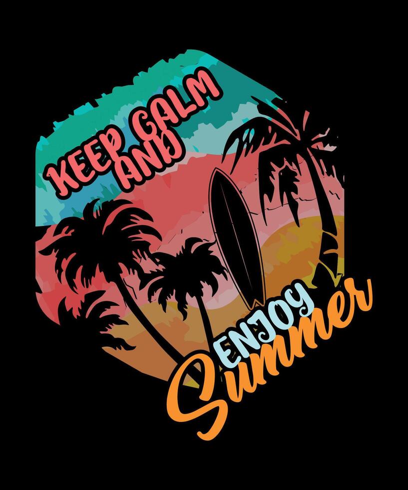 Keep Calm and Enjoy Summer T shirt design, Retro vintage summer t shirt design for print vector